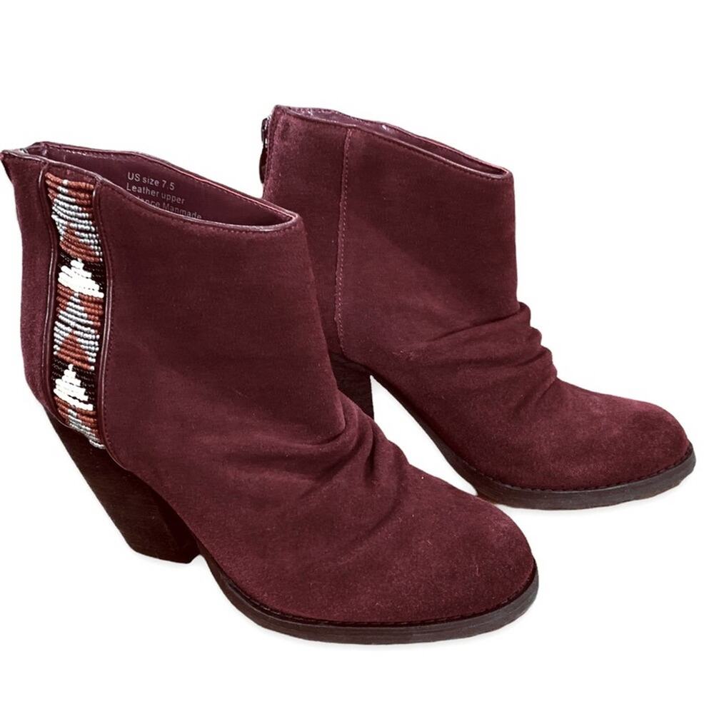 Sbicca‎ vintage collection booties. Shoes burgundy leather uppers size 7.5 - Picture 2 of 7